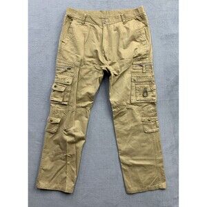 Cargo Pants Profile Embroidered Mens Size 38X31 Beige Straight Multi Pockets